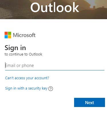 log in screen
