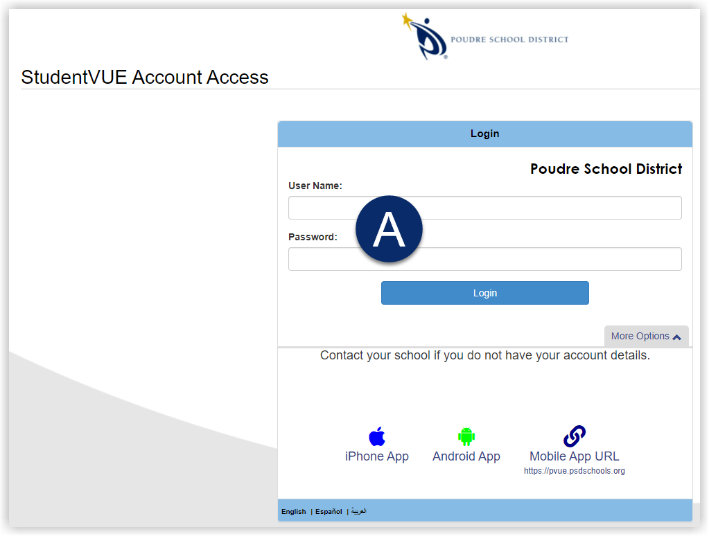 StudentVUE Login Page