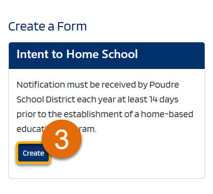 Orange highlight and number 3 around Create button