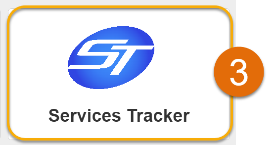 Orange highlight with number 3 around Services Tracker option