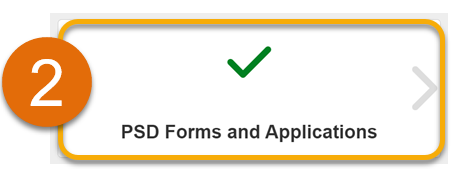 Orange hightlight and the number 2 around the "PSD Forms and Applications" option