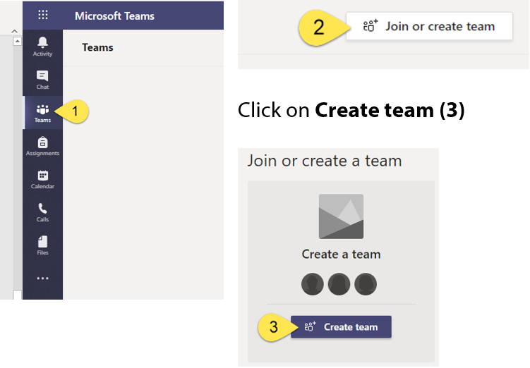 Creating Teams screenshot