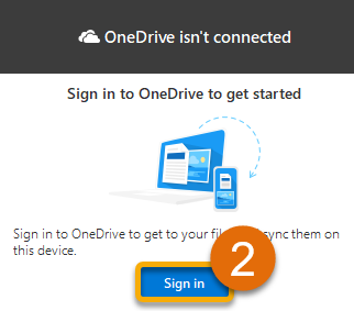 Signing in to OneDrive 2